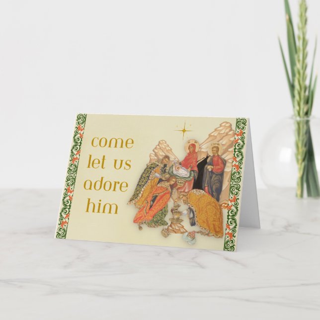 Come Let Us Adore Him Letterpress Thank You Card (Front)