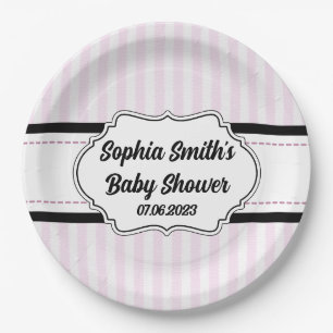 Come on Baby Lets Go Party Pink and Black Doll Paper Plates