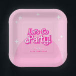 Come On Baby Let's Go Party pink Birthday  Paper Plates<br><div class="desc">Hot Pink Girl BirthdayPaper Plates | Retro Birthday Paper Plates  | pink Baby Girl Birthday Paper Plates  | trendy Birthday.</div>