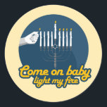 COME ON BABY LIGHT MY FIRE MENORAH CLASSIC ROUND STICKER<br><div class="desc">Happy Holigays! Shop Holiday Humor, LGBTQ Designs and Funny Christmas Gifts From LGBTShirts.com Shop for Everyone and Browse over 10, 000 LGBTQ Gifts, Holiday Humor, Equality, Slang, & Culture Designs. The Most Unique Gay, Lesbian Bi, Trans, Queer, and Intersexed Apparel on the web. SHOP MORE LGBTQ Designs and Gifts at:...</div>