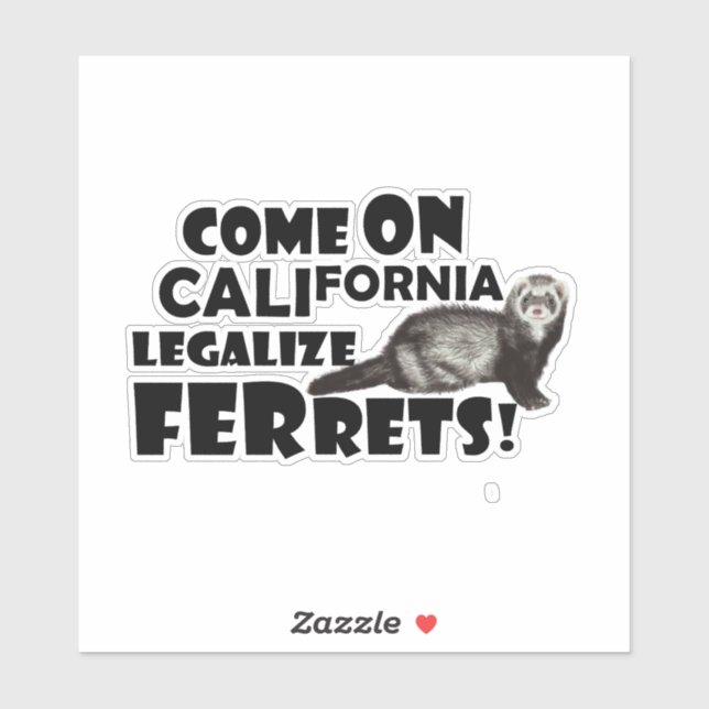 'Come on, California, Legalize Ferrets!' Sticker (Sheet)