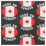 Come On Canada Red White Maple Flag on Black  Fabric