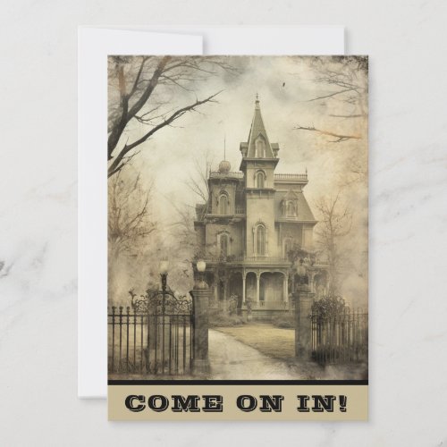 Come On In Haunted Mansion Halloween Party Invitation