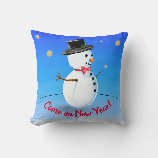 Come on New Year, party snowman goodbye 2020 Throw Pillow (Front)