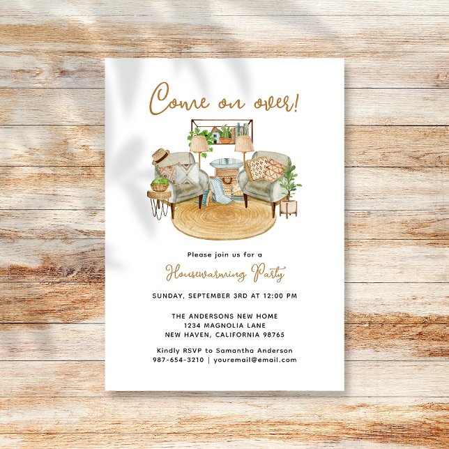 Come On Over Cozy Boho Housewarming Inviatation Invitation (Creator Uploaded)