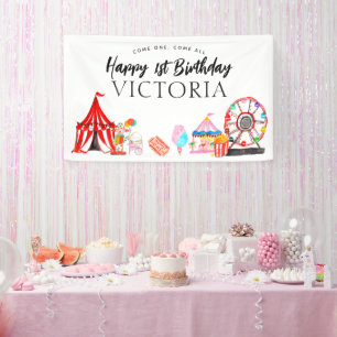 Come One All Carnival Circus Show Kids Birthday Banner