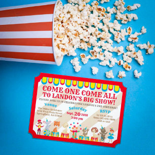 Come one come all Circus Ticket Birthday Invitation