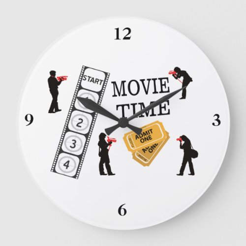 Come One Come All Its Movie Time Large Clock
