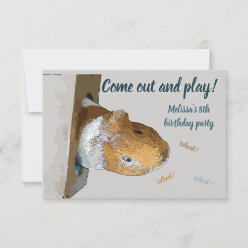 Come out and play guinea pig party invitation