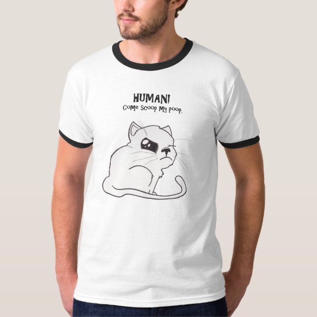 Come Scoop My Poop Kitty Men's Ringer T-Shirt (Front)