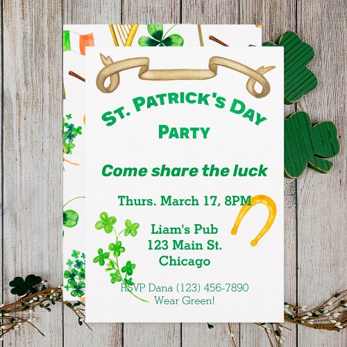 Come Share The Luck St Patricks Day Party Invitation