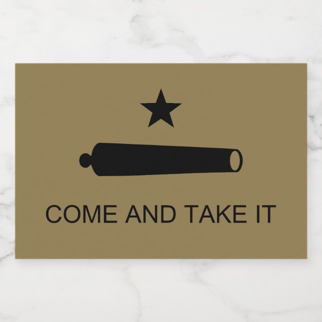 Come & Take It! Texas State battle Flag Food Label (Single Label)