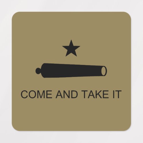 Come  Take It Texas State battle Flag Kids Labels