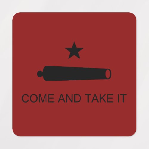 Come  Take It Texas State battle Flag Kids Labels