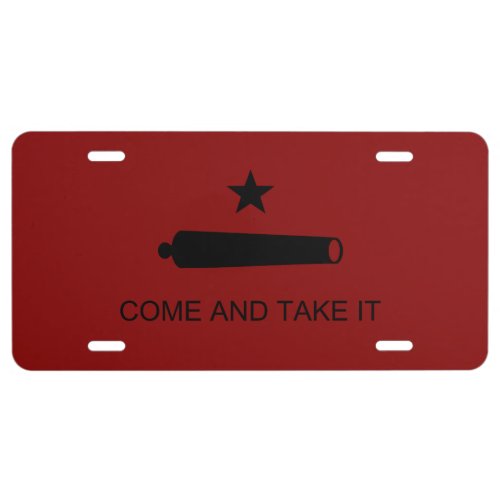 Come  Take It Texas State battle Flag License Plate