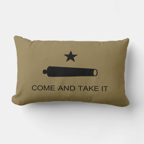 Come  Take It Texas State battle Flag Lumbar Pillow