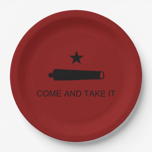 Come  Take It Texas State battle Flag Paper Plates