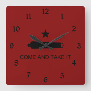 Come & Take It! Texas State battle Flag Square Wall Clock