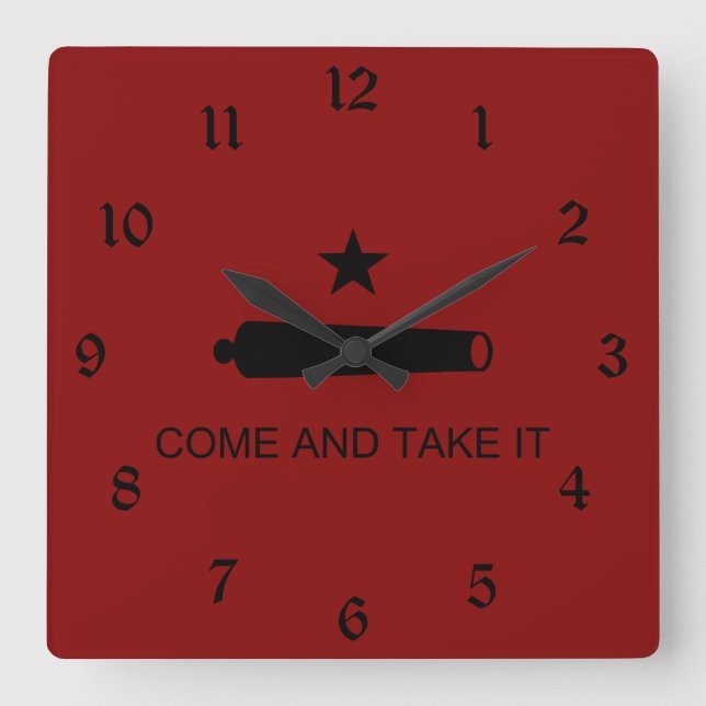 Come & Take It! Texas State battle Flag Square Wall Clock (Front)