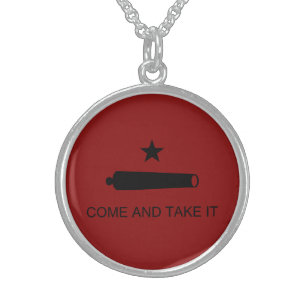 Come & Take It! Texas State battle Flag Sterling Silver Necklace