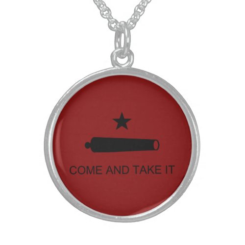 Come  Take It Texas State battle Flag Sterling Silver Necklace
