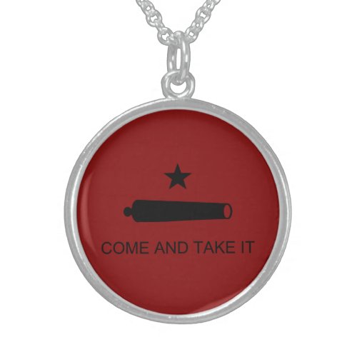 Come &amp; Take It! Texas State battle Flag Sterling Silver Necklace