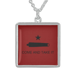 Come & Take It! Texas State battle Flag Sterling Silver Necklace