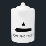 Come & Take It! Texas State battle Flag Teapot<br><div class="desc">The Battle of Gonzales was the first military engagement of the Texas Revolution. The Come and Take It flag flown by Texians before the battle. It was fought near Gonzales, Texas, on October 2, 1835, between rebellious Texian settlers and a detachment of Mexican army soldiers. Pre 1923 Texas flag design...</div>