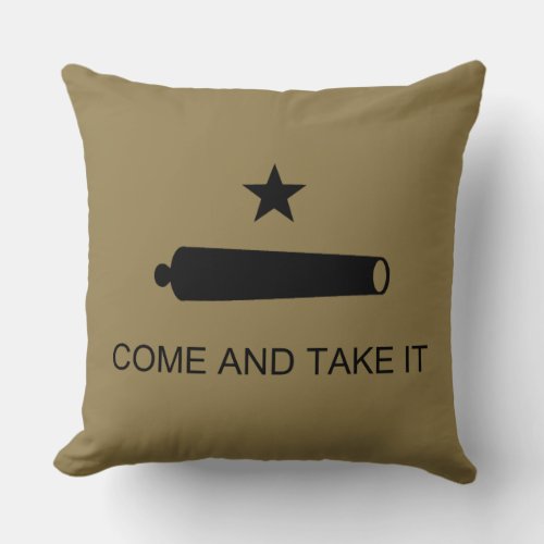 Come  Take It Texas State battle Flag Throw Pillow