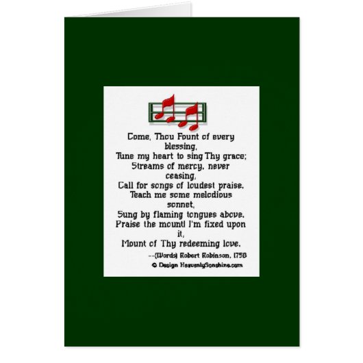 Come Thou Fount Hymn Cards (Front)