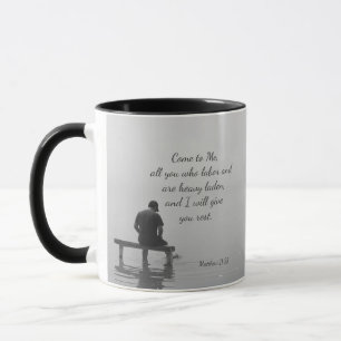 Come to Me, I will give you rest, Matt 11:28 Mug