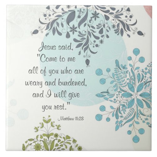 Come to Me I will give you rest Matthew 11 Vintage Ceramic Tile