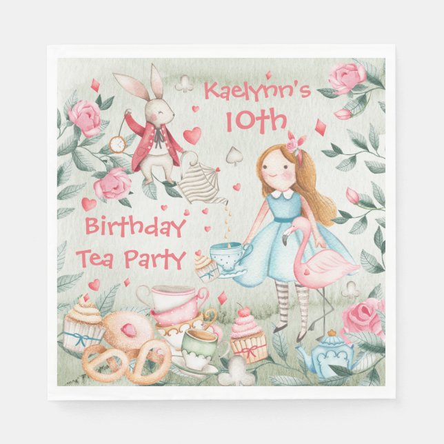 Come To My Birthday Tea Party Napkins (Front)