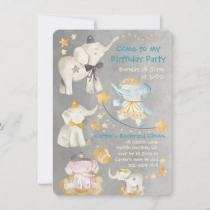 Come To My Elephant Circus Birthday Party Invite
