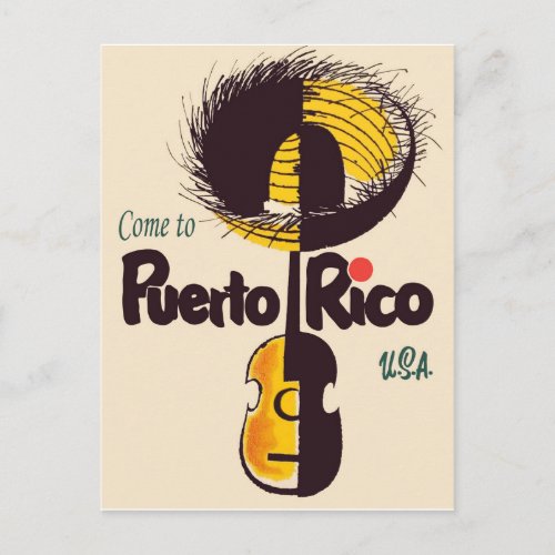 Come to Puerto Rico vintage travel Postcard