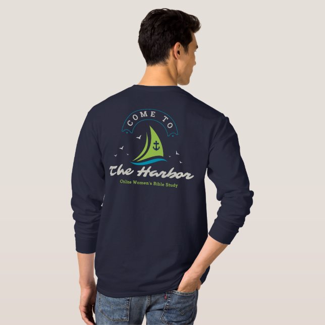 Come To The Harbor Navy Long-Sleeve T-Shirt (Back Full)
