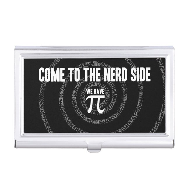 Come To The Nerd Side for Pi on Black Business Card Case (Front)