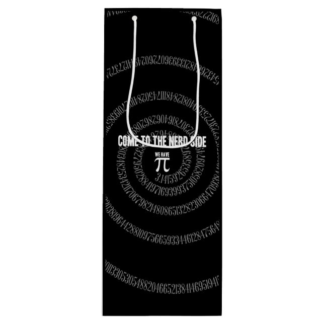 Come To The Nerd Side for Pi on Black Wine Gift Bag (Front)
