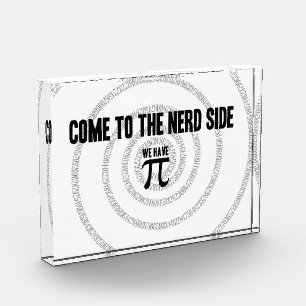 Come To The Nerd Side for Pi Typography Style Acrylic Award