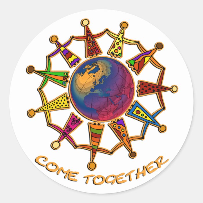 Come Together People Round Sticker