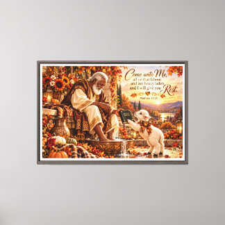 Come Unto Me Autumn Rest | Matthew 11:28 Christian Canvas Print