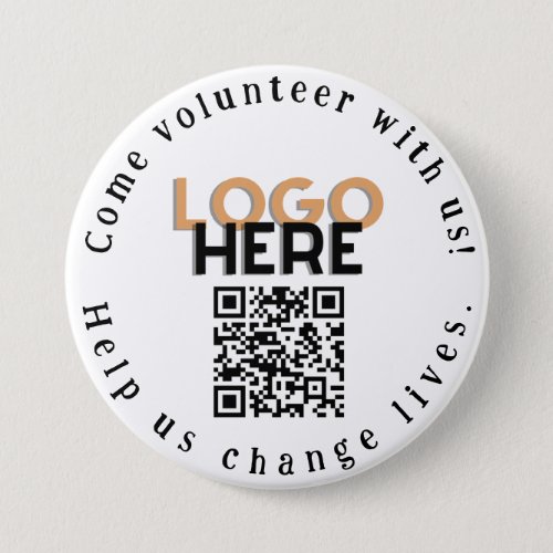 Come Volunteer QR Code Promotional Button Pin