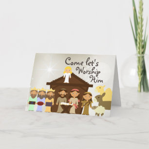 Come Worship Him Nativity Christmas Card