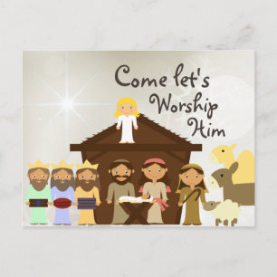 Come Worship Him Nativity Christmas Postcard