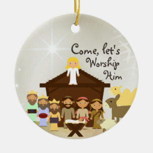 Come Worship Him Nativity Personalized Ceramic Ornament