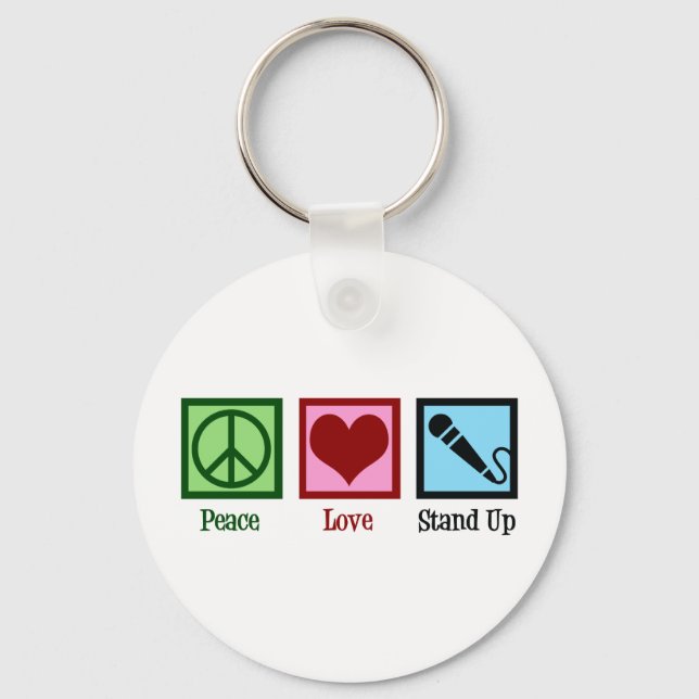 Comedian Peace Love Stand Up Comedy Club Keychain (Front)