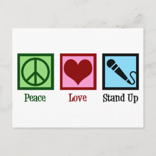 Comedian Peace Love Stand Up Comedy Club Postcard