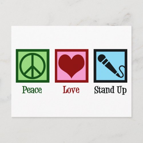 Comedian Peace Love Stand Up Comedy Club Postcard