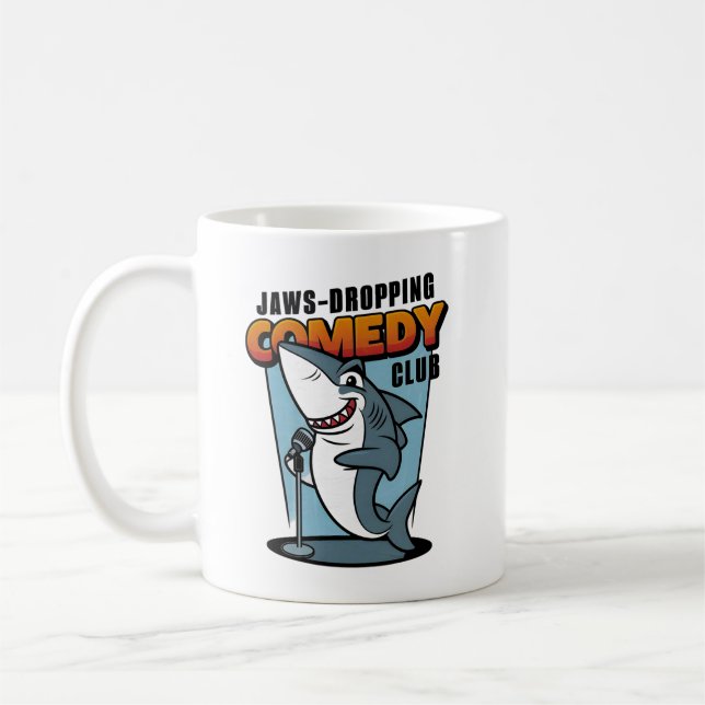 Comedian Shark at Jaws Dropping Comedy Club Coffee Mug (Left)
