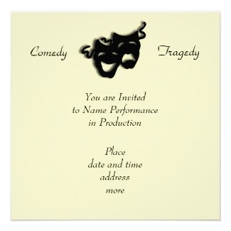 Comedy and Tragedy Black Masks Invitation Personalized Announcement
